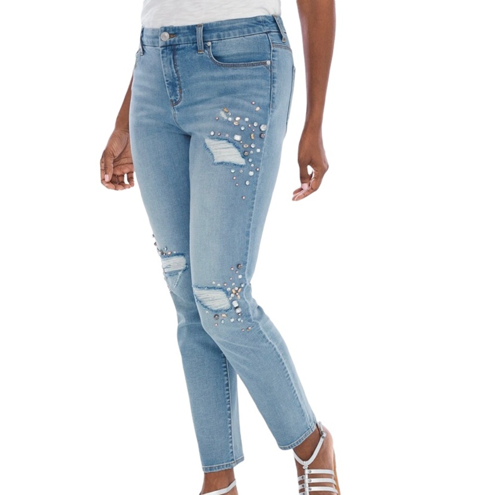 Chico's Light Blue Embellished Jeans
